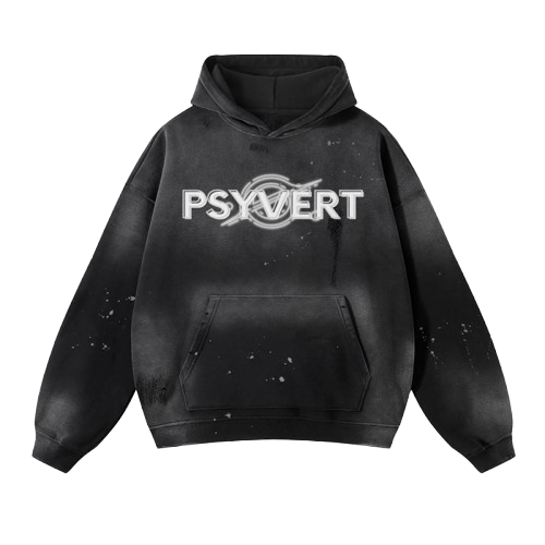 PSYVERT Vintage Wash Frayed Fleece Hoodie – New Moon