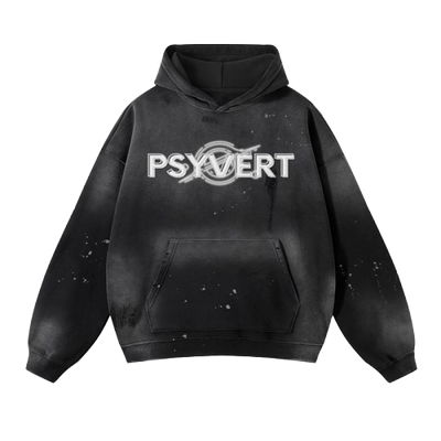 PSYVERT Vintage Wash Frayed Fleece Hoodie – New Moon