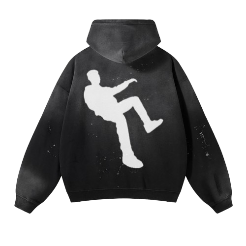 PSYVERT Vintage Wash Frayed Fleece Hoodie – New Moon